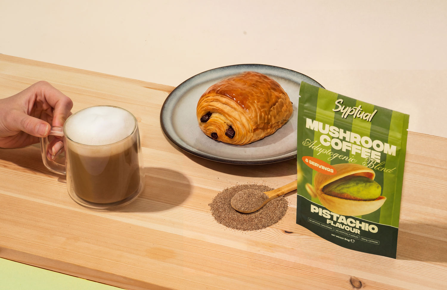 Syptual mushroom coffee floating product packs